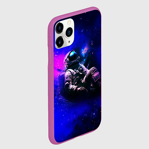Чехол iPhone 11 Pro матовый Астронавт в пучине / 3D-Фиолетовый – фото 2