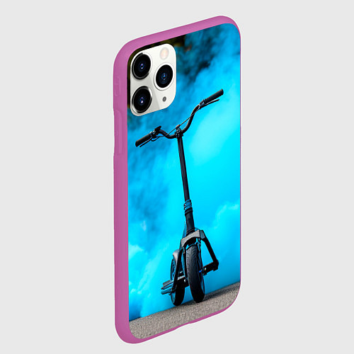 Чехол iPhone 11 Pro матовый Самокат в синем дыму / 3D-Фиолетовый – фото 2