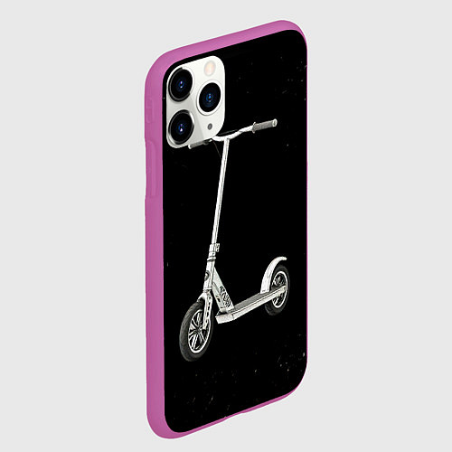 Чехол iPhone 11 Pro матовый Самокат на черно-белом / 3D-Фиолетовый – фото 2