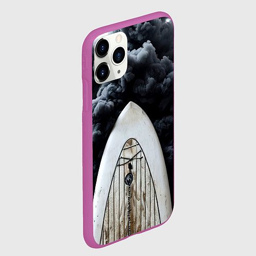 Чехол iPhone 11 Pro матовый Сапборд в черном дыму / 3D-Фиолетовый – фото 2