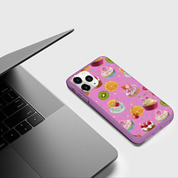 Чехол iPhone 11 Pro матовый Сладкие пирожные, цвет: 3D-фиолетовый — фото 2