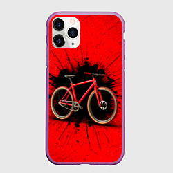 Чехол iPhone 11 Pro матовый Трековый велосипед на красном, цвет: 3D-фиолетовый