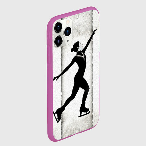 Чехол iPhone 11 Pro матовый Фигуристка на сером / 3D-Фиолетовый – фото 2