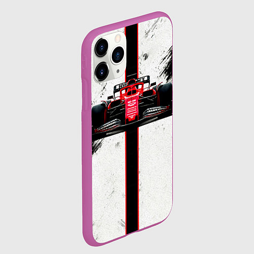 Чехол iPhone 11 Pro матовый Формула 1 на белом / 3D-Фиолетовый – фото 2