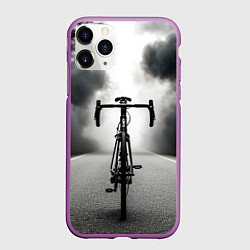 Чехол iPhone 11 Pro матовый Шоссейный велосипед в черном дыму, цвет: 3D-фиолетовый