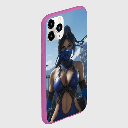 Чехол iPhone 11 Pro матовый Китана из Мортал комбат / 3D-Фиолетовый – фото 2