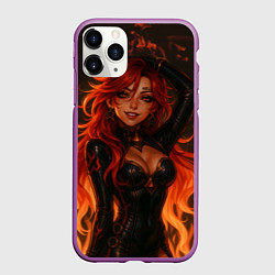 Чехол iPhone 11 Pro матовый Горячая пиро архонт Мавуика - Genshin Impact, цвет: 3D-фиолетовый