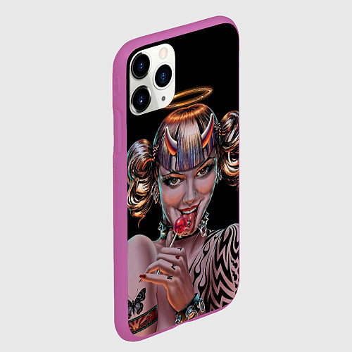 Чехол iPhone 11 Pro матовый Crazy town - butterfly / 3D-Фиолетовый – фото 2