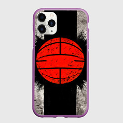 Чехол iPhone 11 Pro матовый Стритбольный мяч в чб, цвет: 3D-фиолетовый
