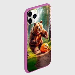 Чехол iPhone 11 Pro матовый Колобок и медведь, цвет: 3D-фиолетовый — фото 2