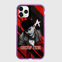 Чехол iPhone 11 Pro матовый Сектор Газа красно-черный фон, цвет: 3D-фиолетовый