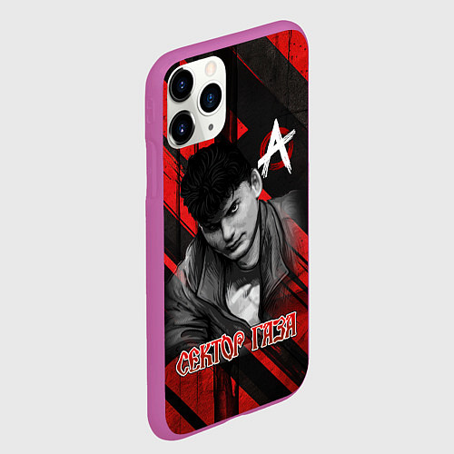 Чехол iPhone 11 Pro матовый Сектор Газа красно-черный фон / 3D-Фиолетовый – фото 2