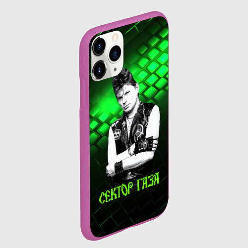 Чехол iPhone 11 Pro матовый Сектор газа зеленый текстурный фон / 3D-Фиолетовый – фото 2
