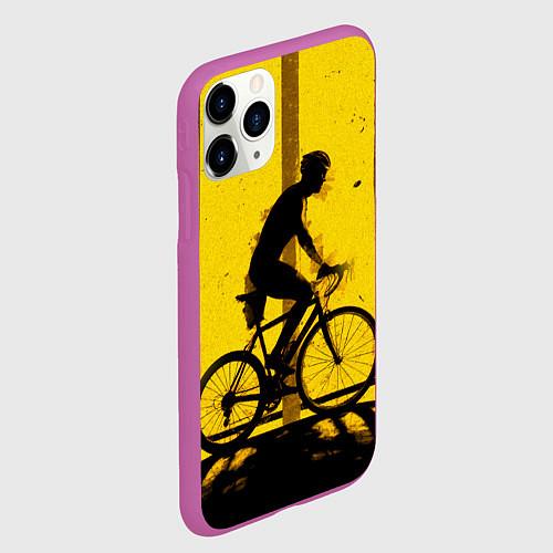 Чехол iPhone 11 Pro матовый Триатлонист на желтом / 3D-Фиолетовый – фото 2