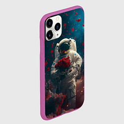 Чехол iPhone 11 Pro матовый Космонавт с букетом роз, цвет: 3D-фиолетовый — фото 2