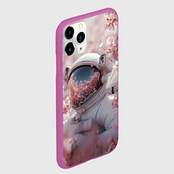 Чехол iPhone 11 Pro матовый Космонавт в весенних листьях, цвет: 3D-фиолетовый — фото 2