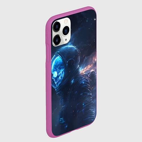 Чехол iPhone 11 Pro матовый Синий скелет космонавта / 3D-Фиолетовый – фото 2