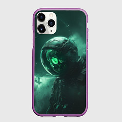 Чехол iPhone 11 Pro матовый Космический скелет, цвет: 3D-фиолетовый