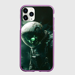 Чехол iPhone 11 Pro матовый Скелет космонавта в космосе, цвет: 3D-фиолетовый