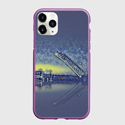 Чехол iPhone 11 Pro матовый Разводной мост, цвет: 3D-фиолетовый