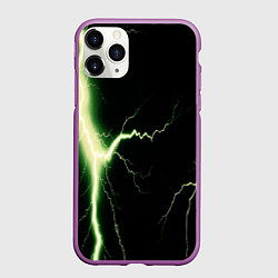 Чехол iPhone 11 Pro матовый Lightning yellow текстура, цвет: 3D-фиолетовый