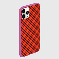 Чехол iPhone 11 Pro матовый Черно оранжевый в косую клетку, цвет: 3D-фиолетовый — фото 2