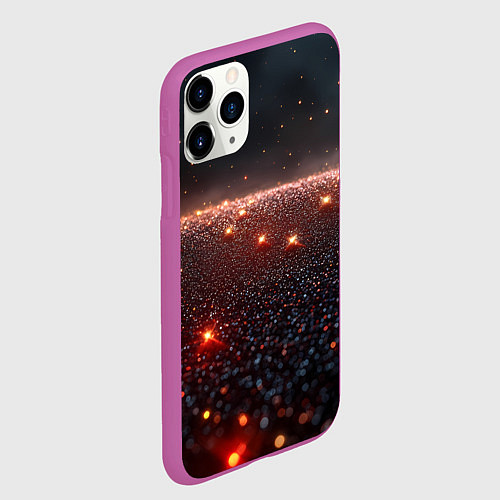 Чехол iPhone 11 Pro матовый Красные блестяшки текстура / 3D-Фиолетовый – фото 2