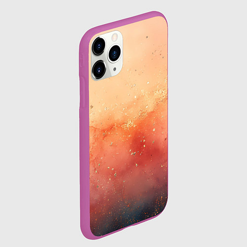 Чехол iPhone 11 Pro матовый Градиент в персиковых тоннах / 3D-Фиолетовый – фото 2