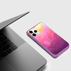 Чехол iPhone 11 Pro матовый Розовый и золотой блеск текстура, цвет: 3D-фиолетовый — фото 2
