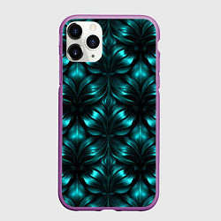 Чехол iPhone 11 Pro матовый Зеленые узоры из абстрактных листьев - блестящий п, цвет: 3D-фиолетовый