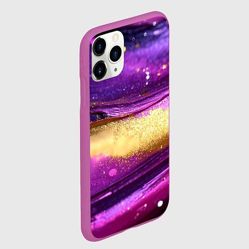 Чехол iPhone 11 Pro матовый Фиолетовая текстура с блестяшками / 3D-Фиолетовый – фото 2