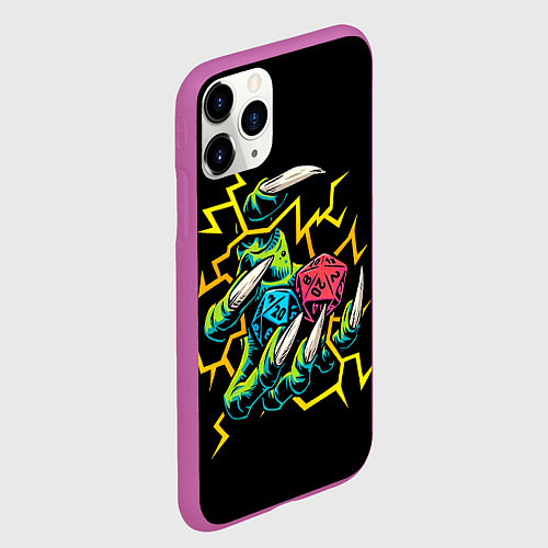 Чехол iPhone 11 Pro матовый Dragons Paw and Cubes / 3D-Фиолетовый – фото 2