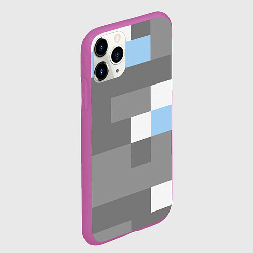 Чехол iPhone 11 Pro матовый Полосы серо бело синие / 3D-Фиолетовый – фото 2