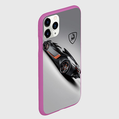 Чехол iPhone 11 Pro матовый Lamborghini - racing car / 3D-Фиолетовый – фото 2
