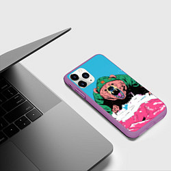 Чехол iPhone 11 Pro матовый Хищный русский медведь, цвет: 3D-фиолетовый — фото 2