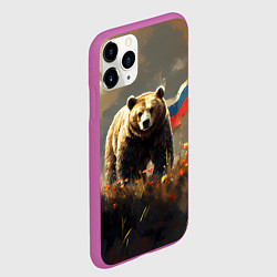 Чехол iPhone 11 Pro матовый Русский медведь в поле, цвет: 3D-фиолетовый — фото 2