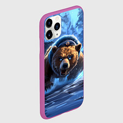 Чехол iPhone 11 Pro матовый Злой русский медведь иллюстрация, цвет: 3D-фиолетовый — фото 2