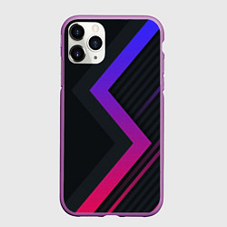 Чехол iPhone 11 Pro матовый Color black line, цвет: 3D-фиолетовый