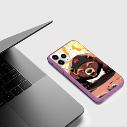 Чехол iPhone 11 Pro матовый Злой русский медведь с пилоткой на голове, цвет: 3D-фиолетовый — фото 2