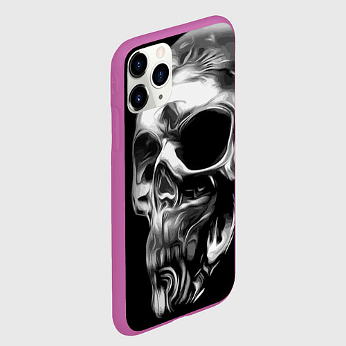 Чехол iPhone 11 Pro матовый Стилизованный череп / 3D-Фиолетовый – фото 2