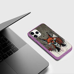 Чехол iPhone 11 Pro матовый Карикатурный лис, цвет: 3D-фиолетовый — фото 2