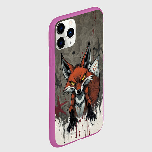 Чехол iPhone 11 Pro матовый Карикатурный лис / 3D-Фиолетовый – фото 2