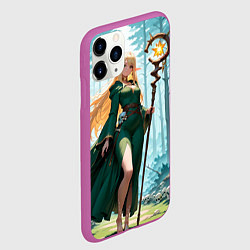 Чехол iPhone 11 Pro матовый Эльфийская ведьма в лесу среди черепов, цвет: 3D-фиолетовый — фото 2
