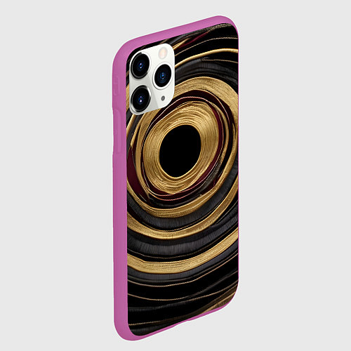 Чехол iPhone 11 Pro матовый Абстракция с черным кругом / 3D-Фиолетовый – фото 2