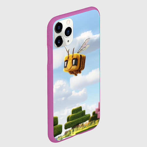 Чехол iPhone 11 Pro матовый Пчёлка - Minecraft / 3D-Фиолетовый – фото 2