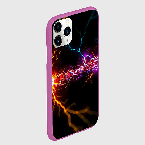 Чехол iPhone 11 Pro матовый Две неоновые вспышки / 3D-Фиолетовый – фото 2