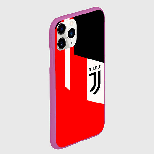 Чехол iPhone 11 Pro матовый Juventus sport geometry / 3D-Фиолетовый – фото 2