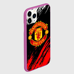 Чехол iPhone 11 Pro матовый Манчестер юнайтед краски текстура, цвет: 3D-фиолетовый — фото 2