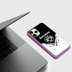 Чехол iPhone 11 Pro матовый Barcelona x borussia краски, цвет: 3D-фиолетовый — фото 2