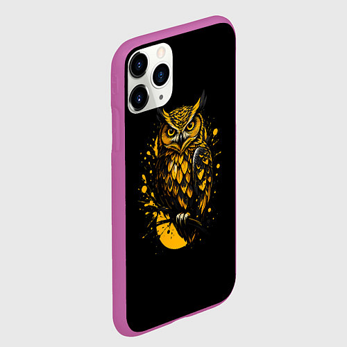 Чехол iPhone 11 Pro матовый Филин в лунном свете / 3D-Фиолетовый – фото 2